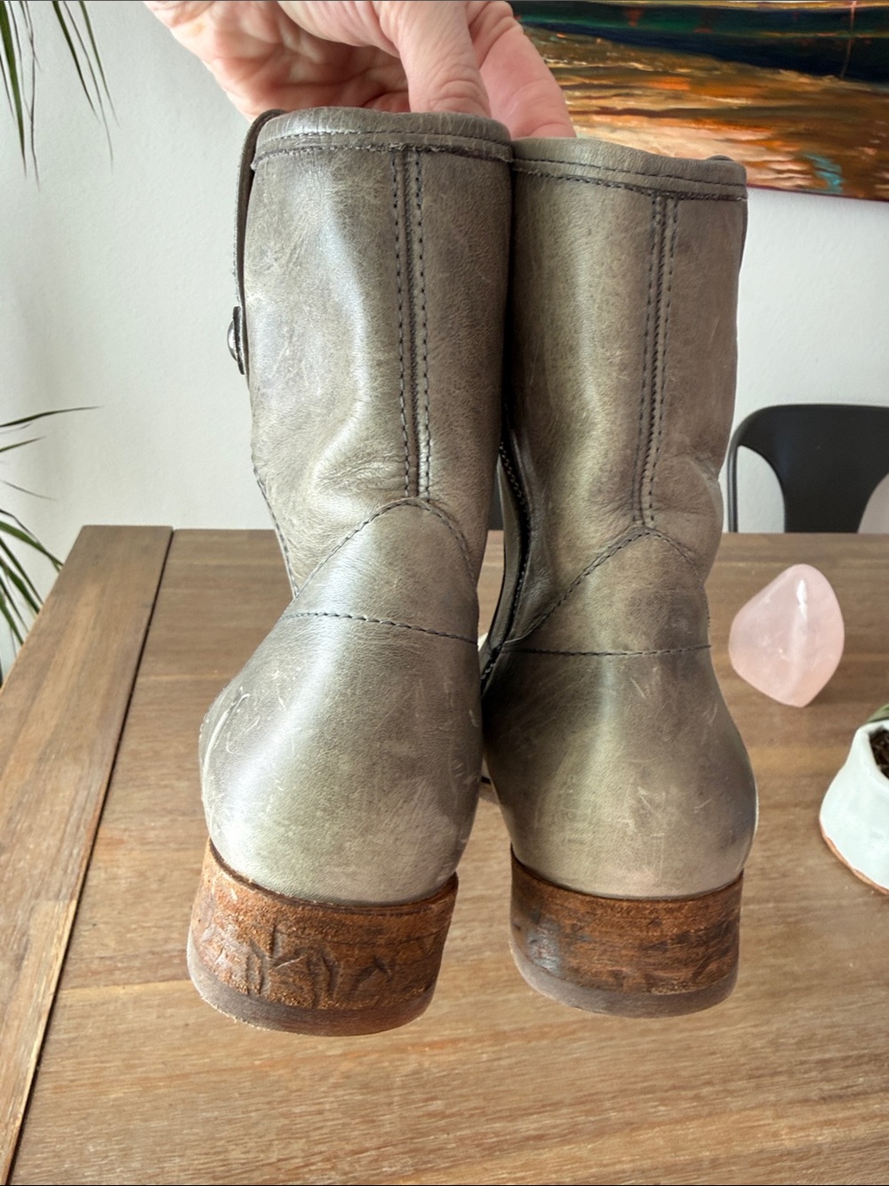 FRYE Melissa Button Short Boot Bootie Ice - Gray - Picture 2 of 3